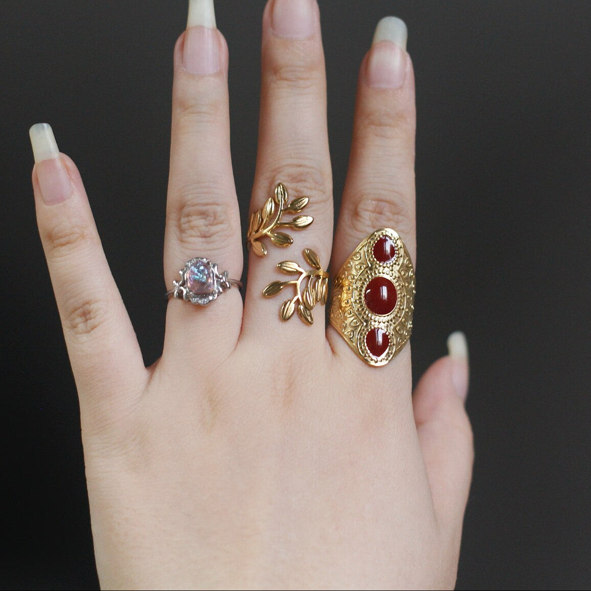 Open Cuff Olive Leaf Ring