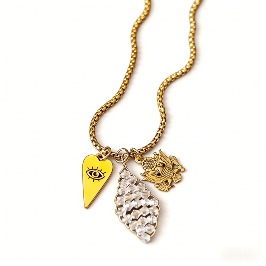 14K Gold Filled Planchette & Eagle Pendant Necklace | Old Money Style - Doraflora