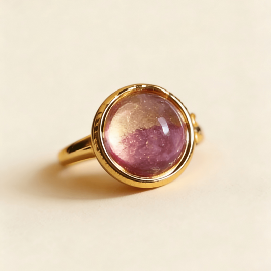 Amethyst Gradient Gold Ring – Calm Anxiety & Attract Good Luck - Doraflora