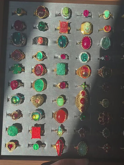 Green Enamel Four-Leaf Clover Ring