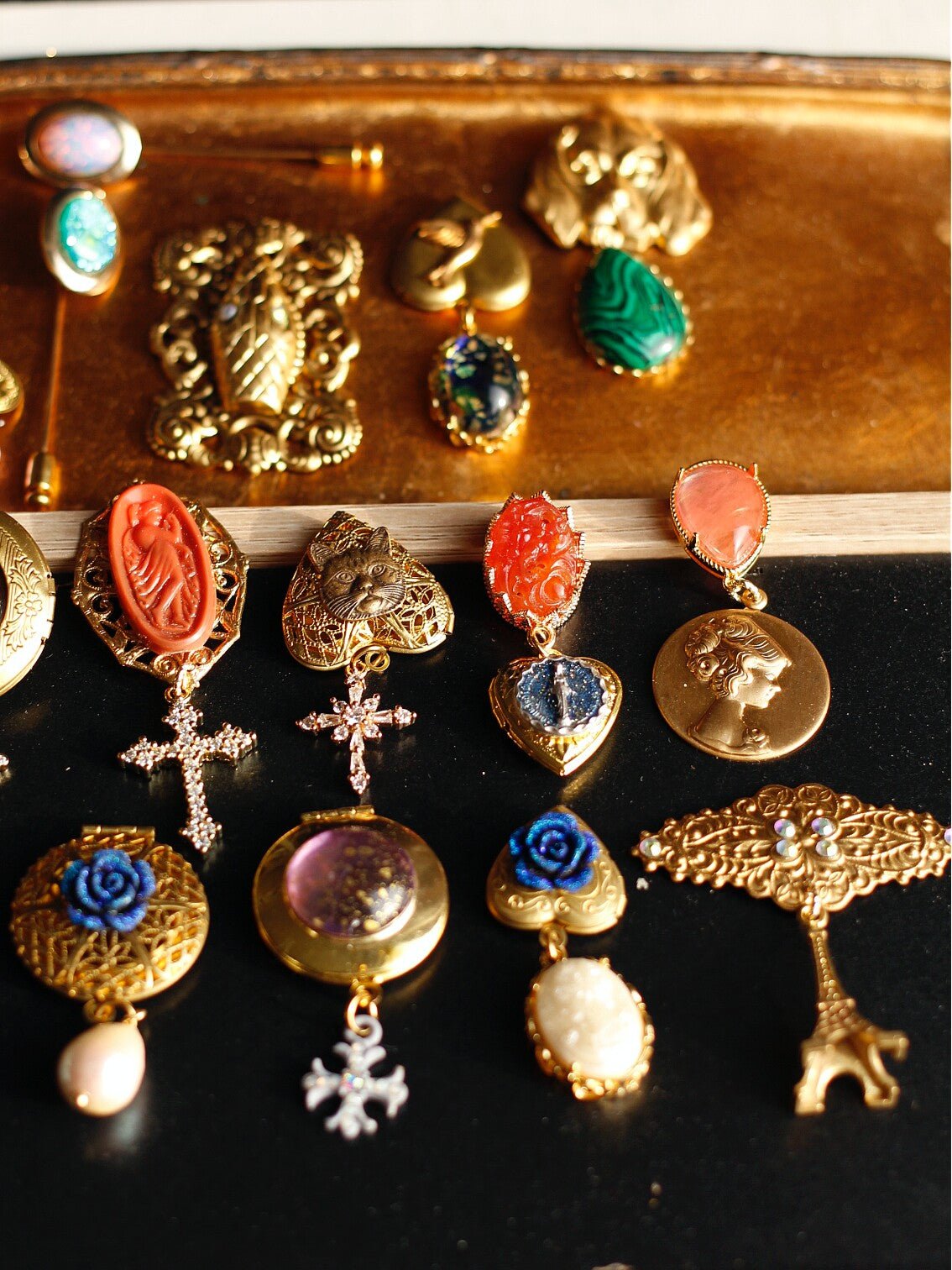 Vintage Eiffel Tower Filigree Brooch | Aurora Crystal Parisian Jewelry - Doraflora