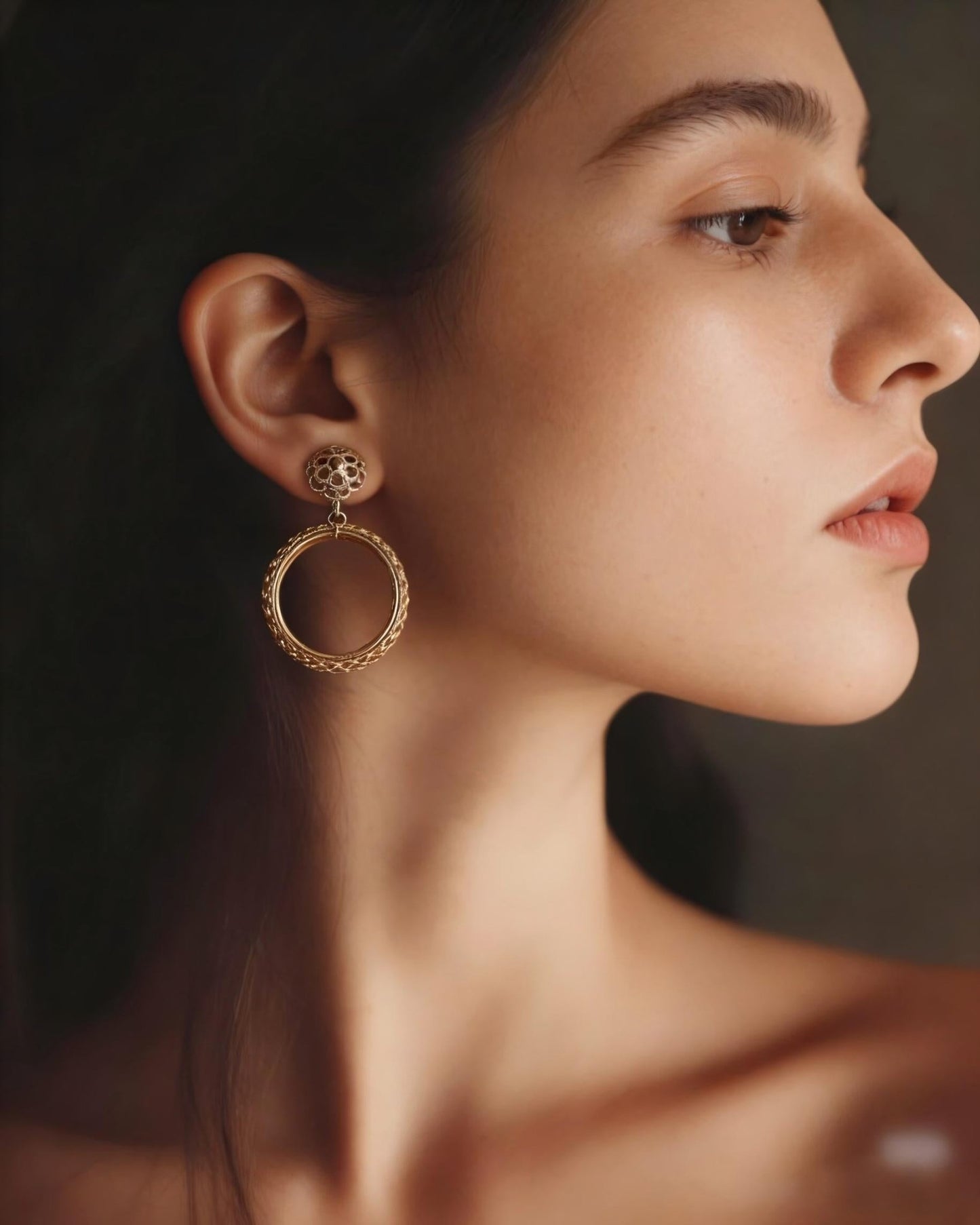 Vintage Filigree Gold Hoop Drop Earrings | Old Money Aesthetic Jewelry - Doraflora