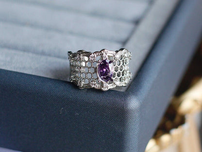 Vintage Filigree Purple Amethyst Ring - Doraflora