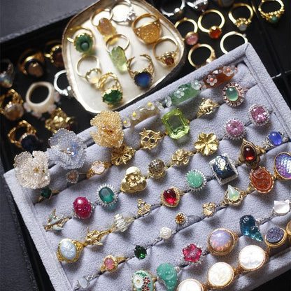 Vintage Moon Face Ring | 14K Gold Filled | Mother of Pearl Old Money Jewelry - Doraflora