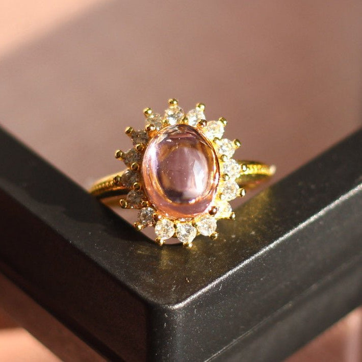 Vintage Pink Rhinestone Ring - Doraflora