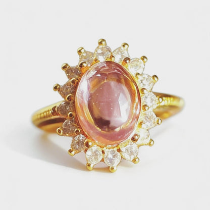 Vintage Pink Rhinestone Ring - Doraflora