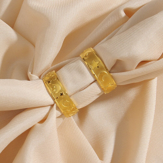 2022 Fashion Dainty Carving Moon Star Rings For Women Female Romantic Birthday Gift Fashion Stainless Steel Tarnish Free Jewelry